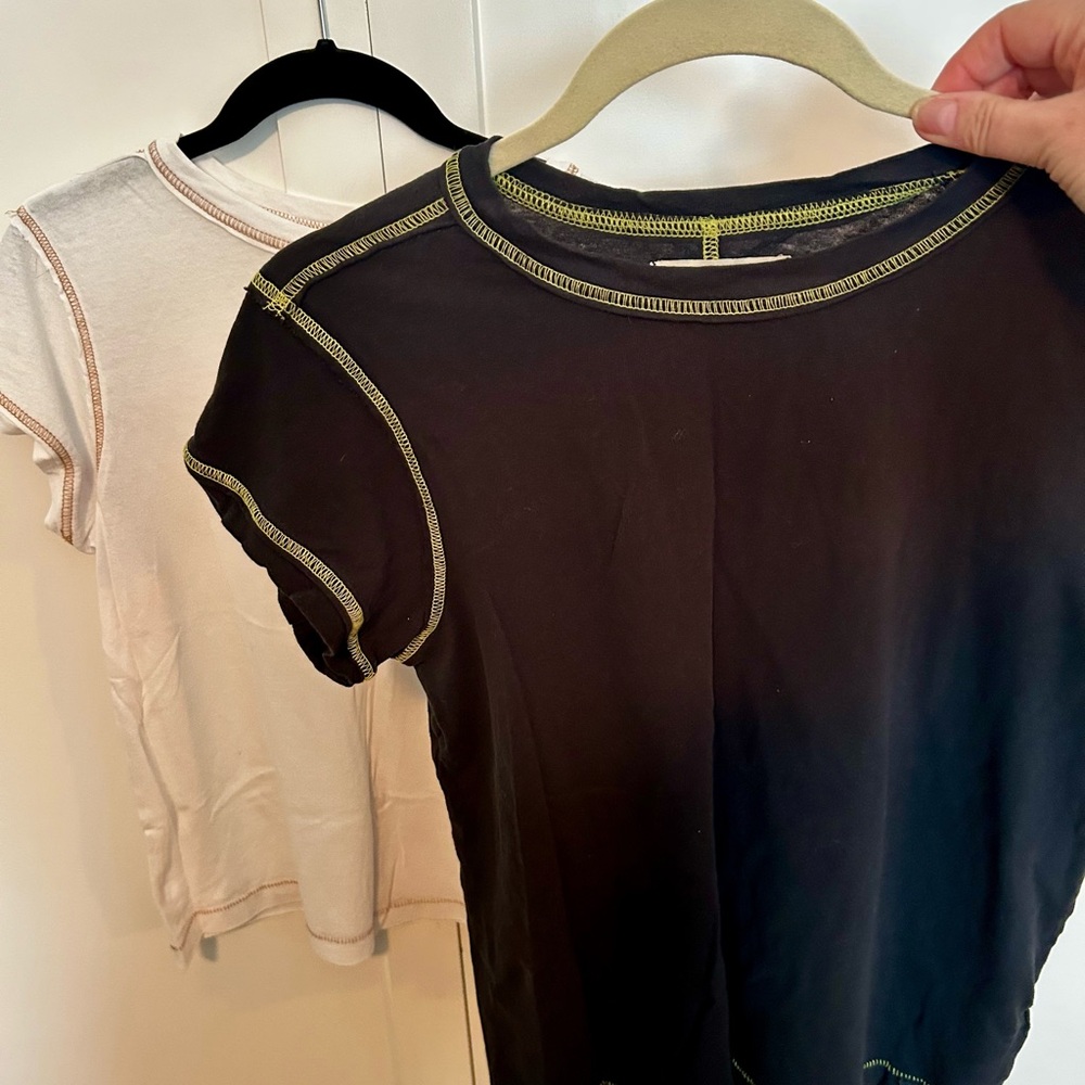 We the Free (Bundle of 2) 1 Black and 1 White Contrast Stitch T-Shirts